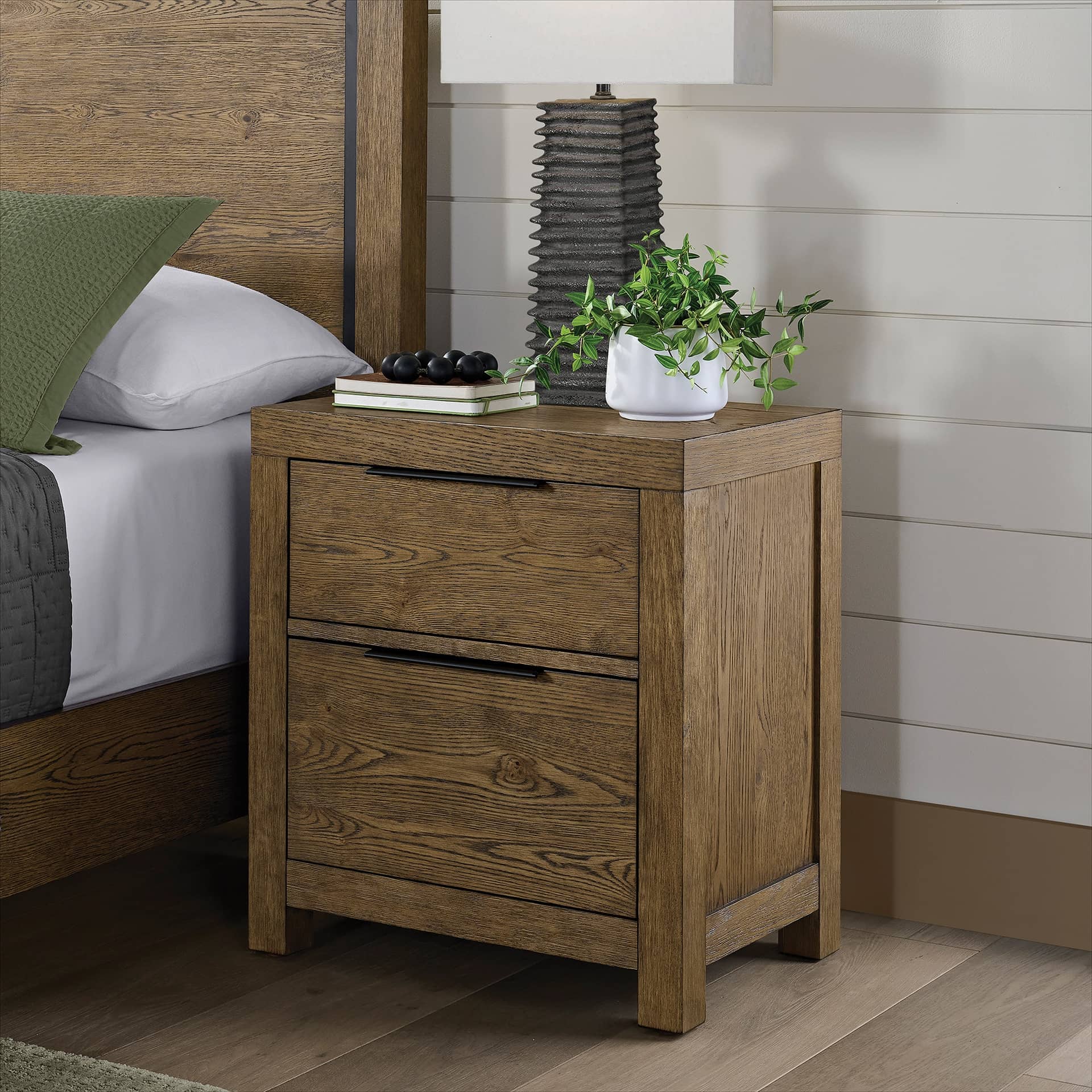 Baylor 2-Drawer Nightstand, Brown