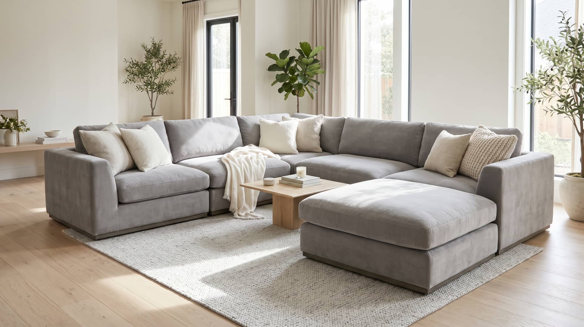 Aiden & Ivy Marlow 6-Piece Modular Fabric Sectional, Gray