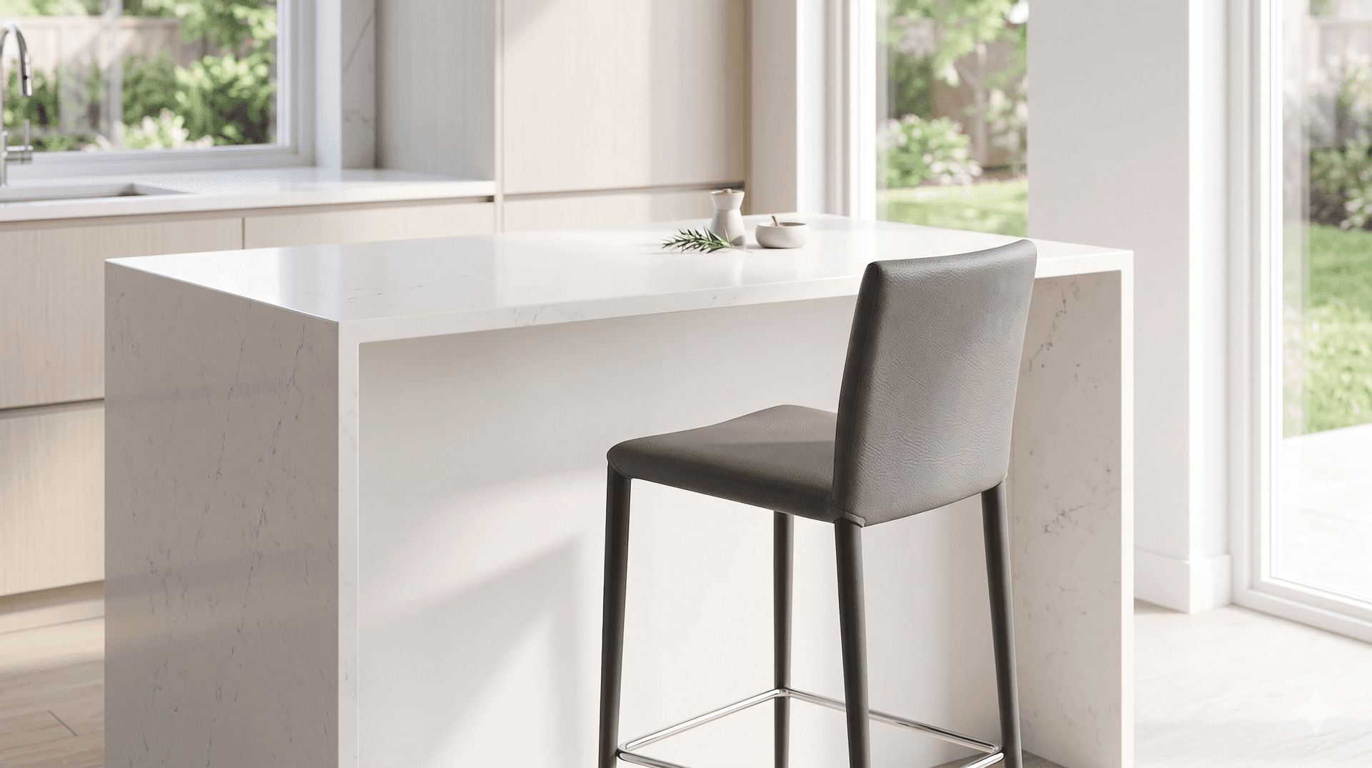 Zeno Counter Single Stool, Grey Leatherette