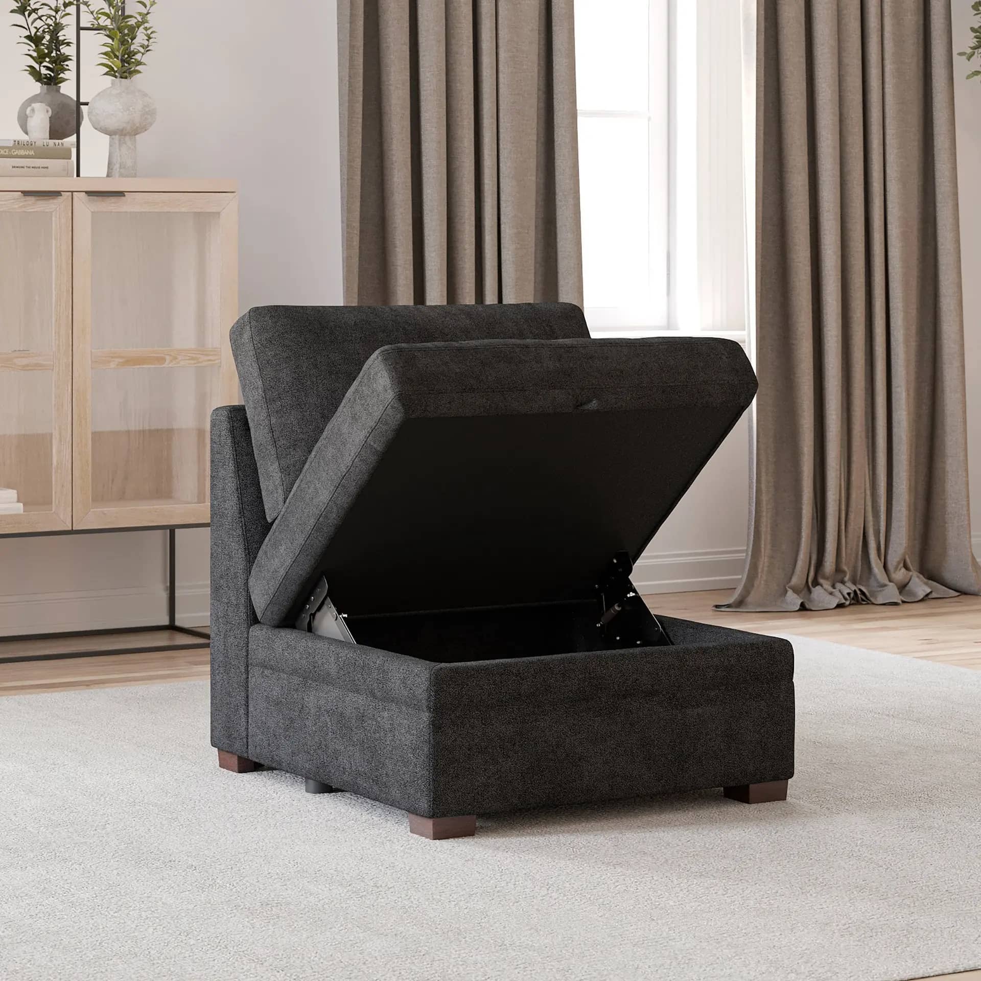 Thomasville Tisdale Armless Storage Chair, Dark Gray