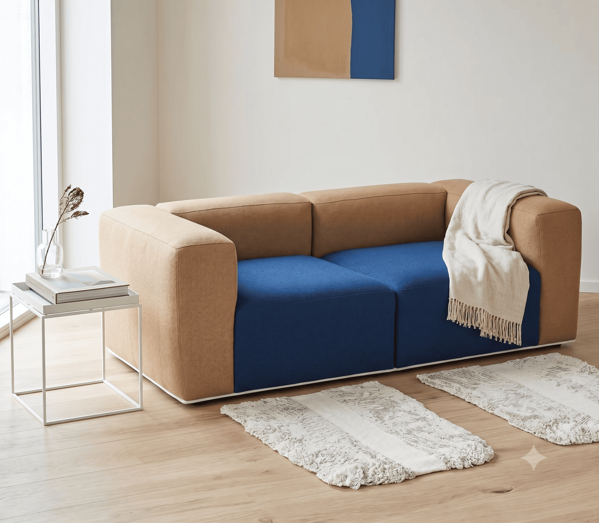 HAY Mags 2.5-Seater Sofa, Wool Tan & Blue