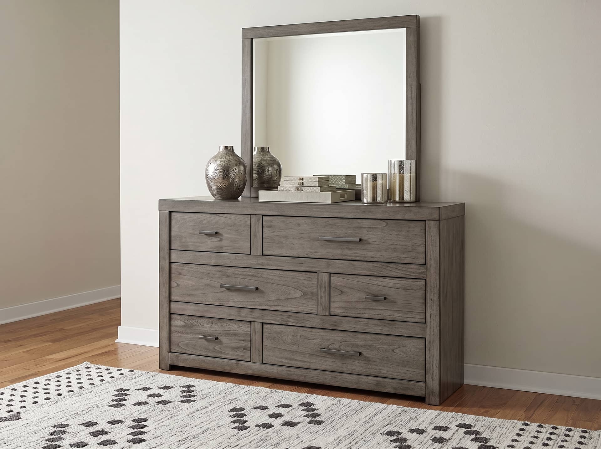Anoka Dresser with Mirror, Gray