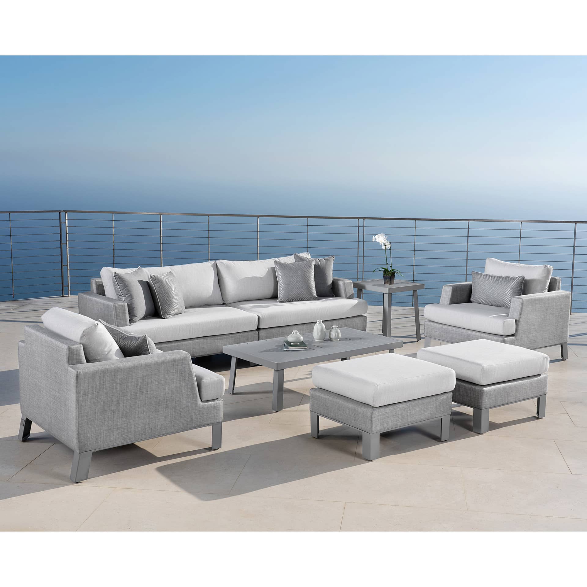 Modern Sling Outdoor Conversation Set, Gray