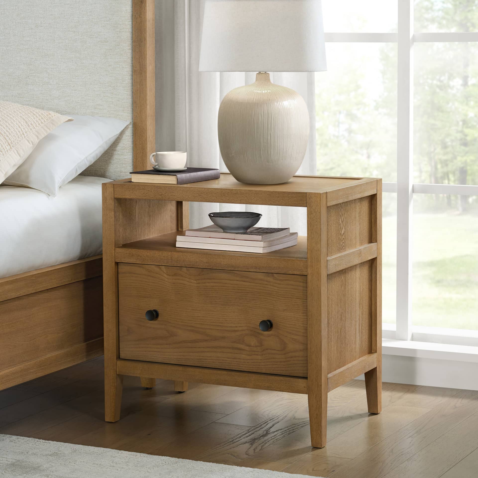 Avalon 1-Drawer Nightstand, Wood