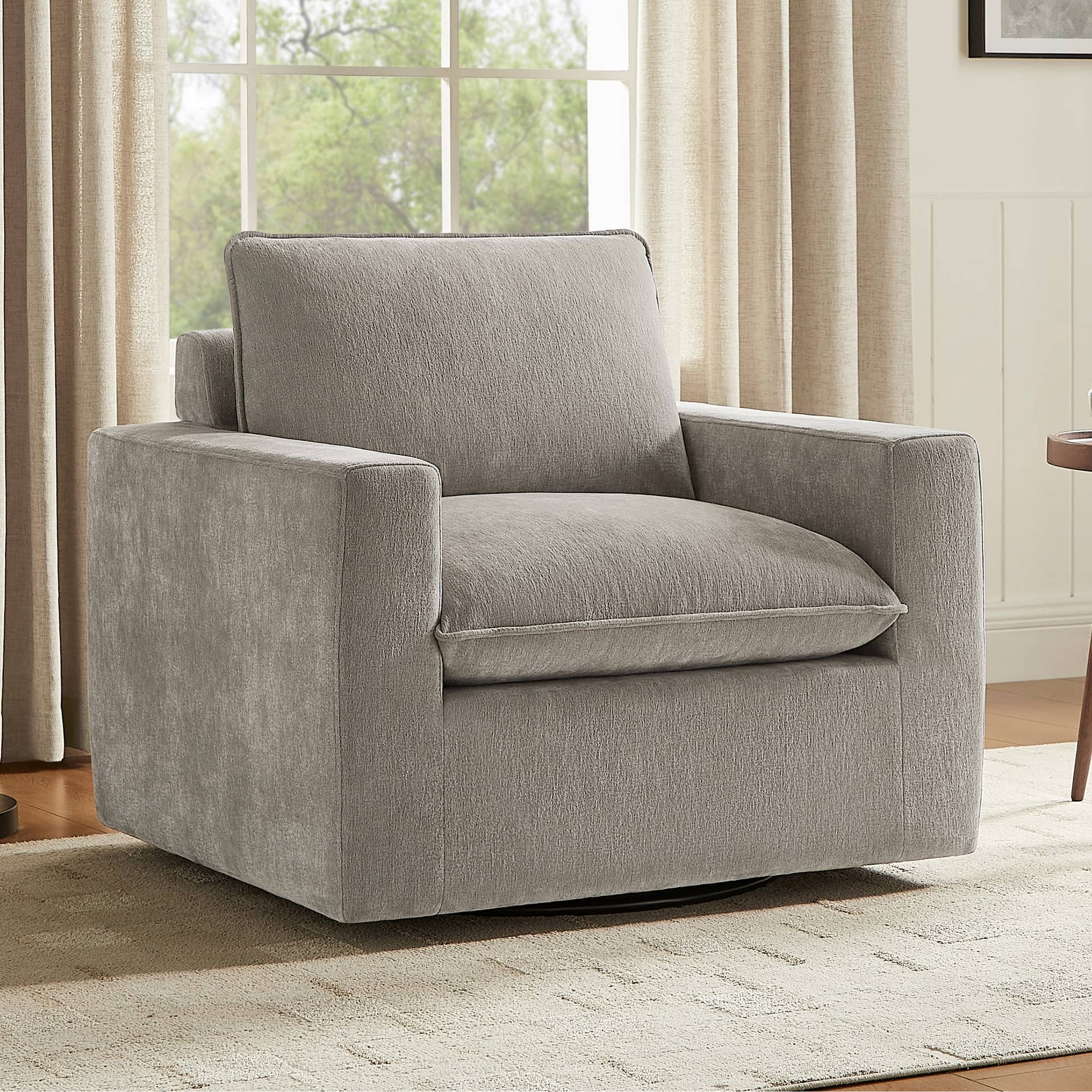 Sereen Fabric Swivel Accent Chair, Taupe