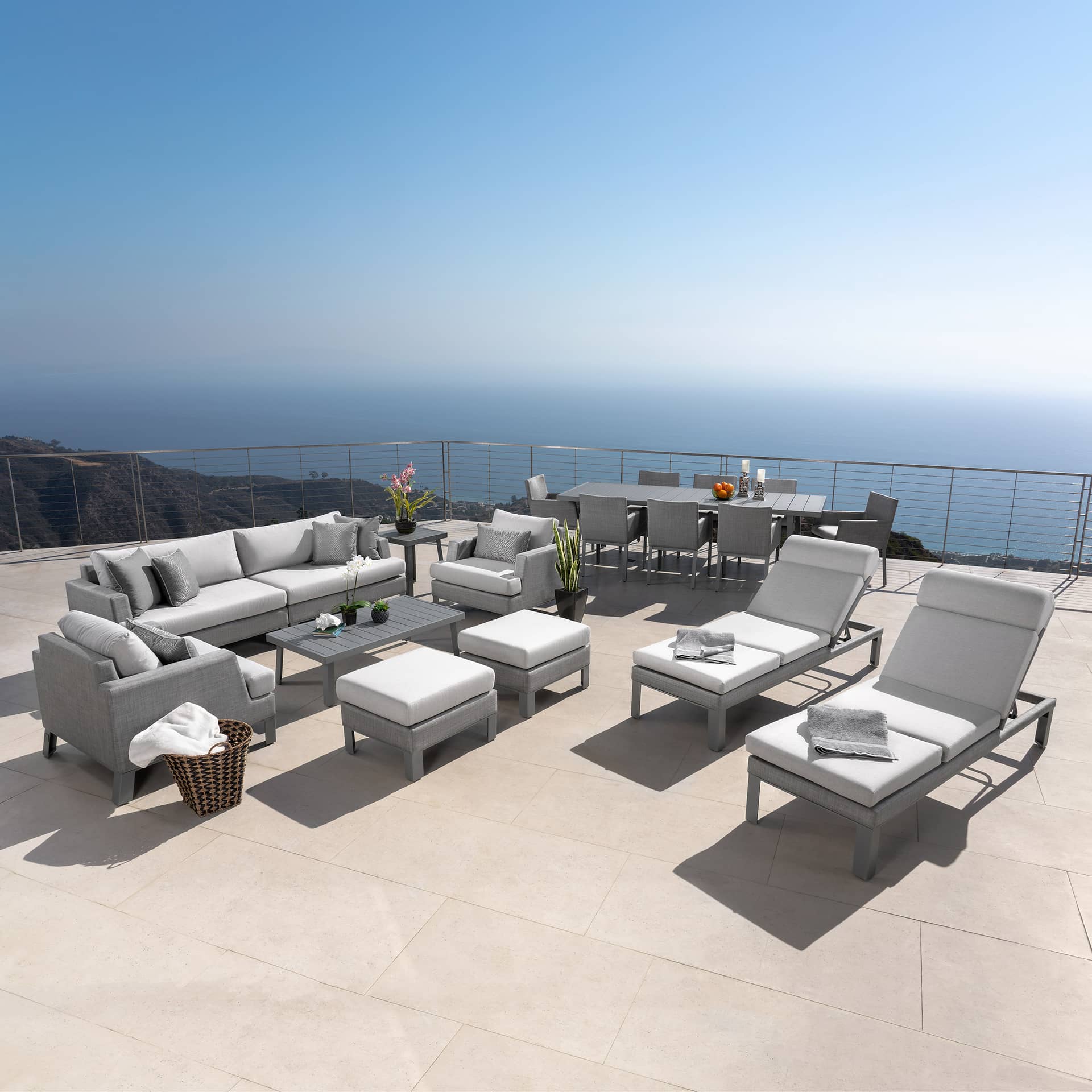 Modern Sling 19-piece Outdoor Patio Estate Set, Gray