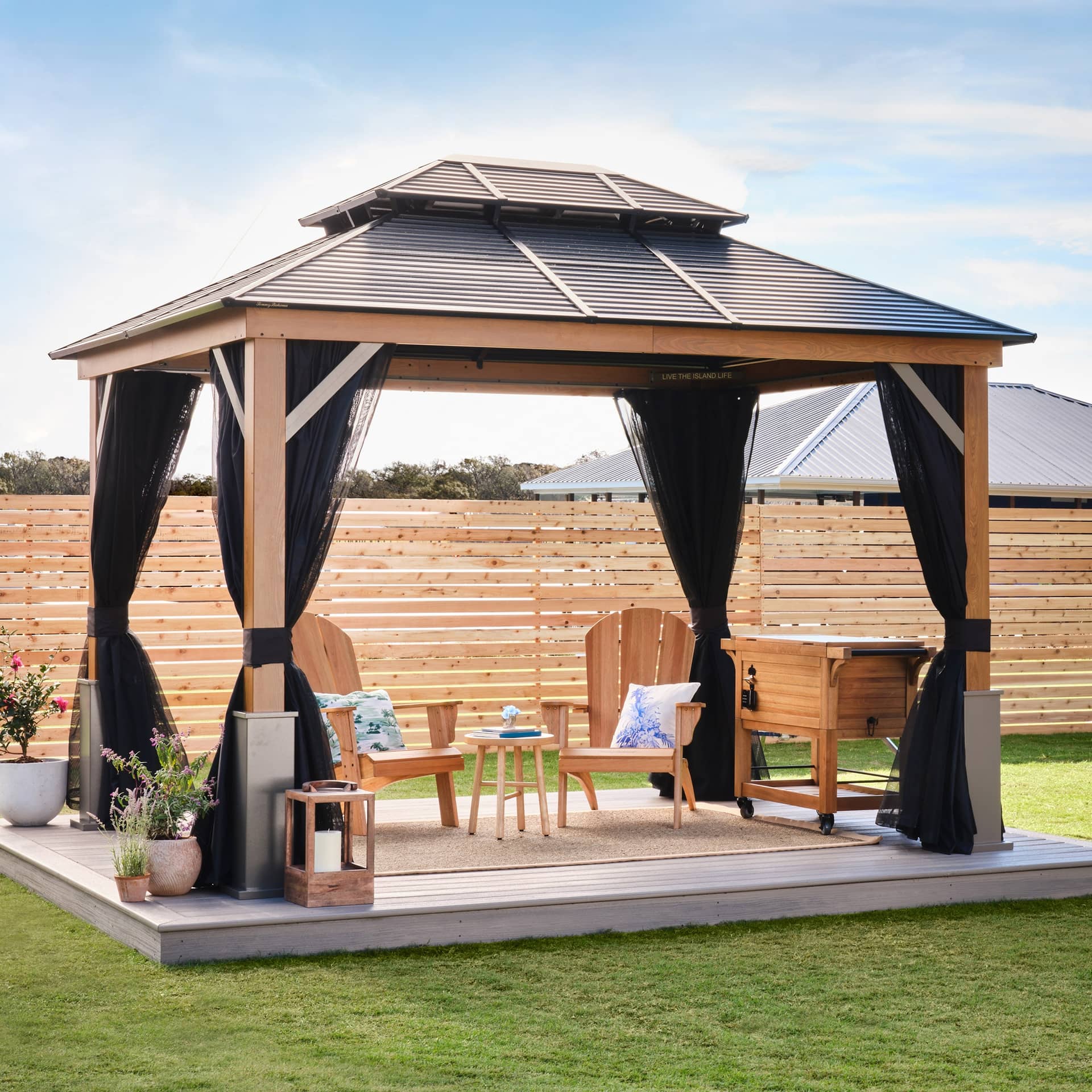 Sojag Tommy Bahama Maui Galvanized Steel Roof Gazebo - 10’ x 12’