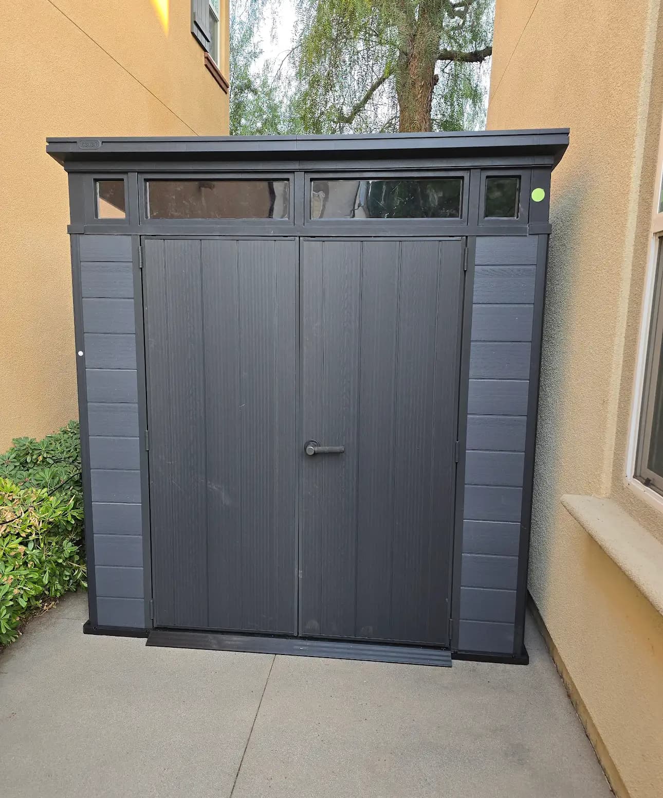7'x7' Keter Shed — Narrow Side Yard