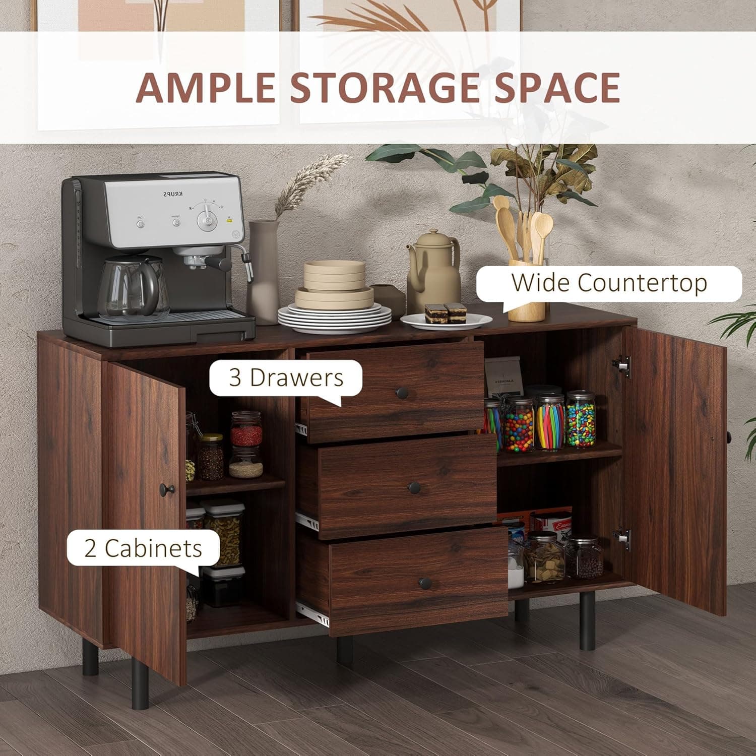 GIA Home Furniture Series 58 in. Buffet Sideboard Storage/Coffee Bar Cabinet image 6
