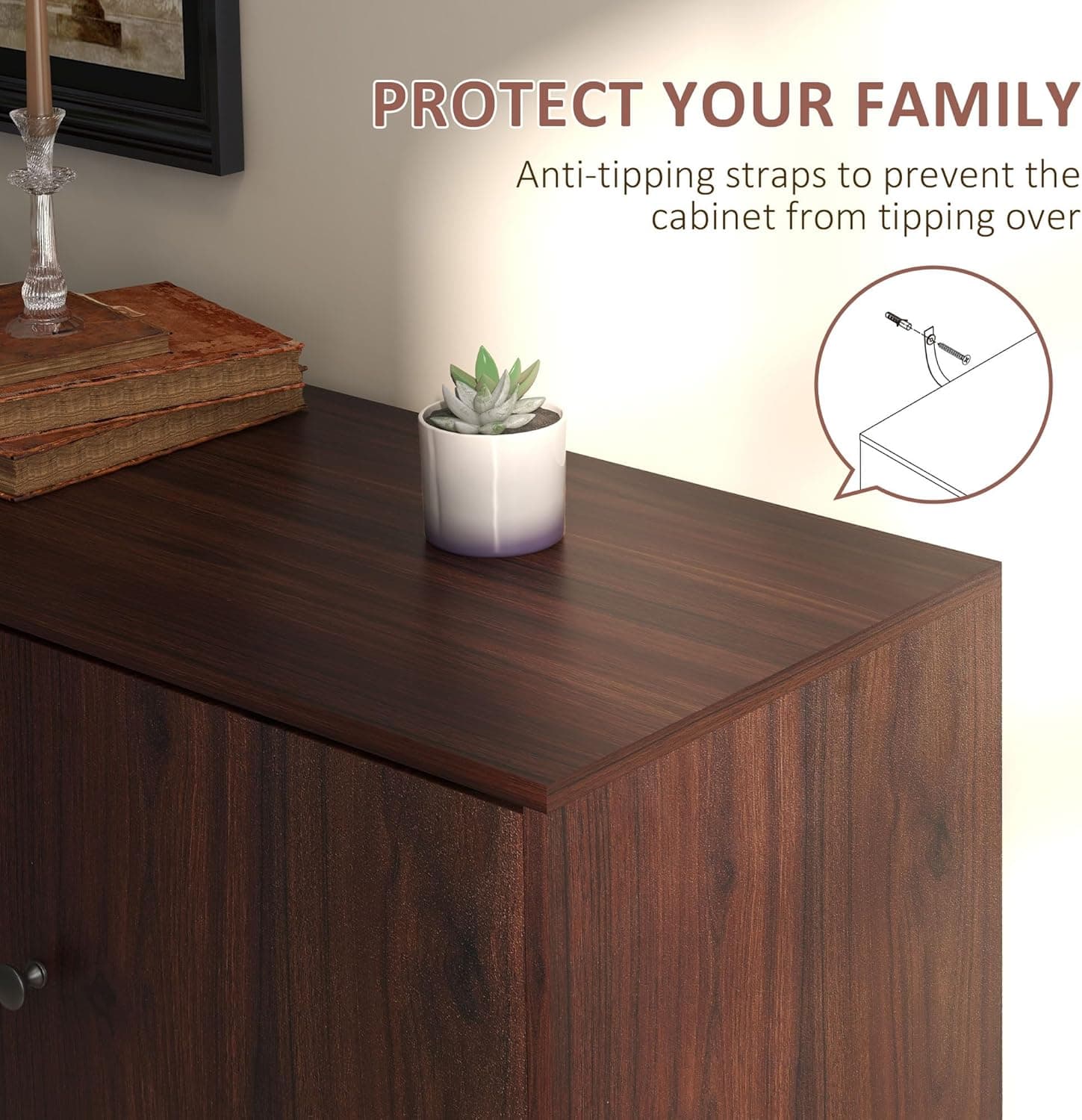 GIA Home Furniture Series 58 in. Buffet Sideboard Storage/Coffee Bar Cabinet image 7