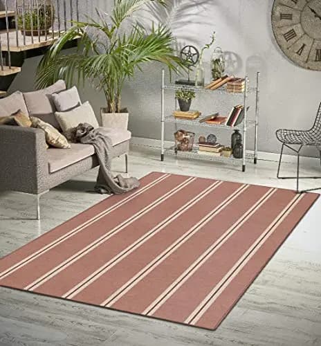 Brumlow Mills Vertical Stripes Traditional Print Pattern Indoor Area Rug, Perfect for Living Room Decor, Dining, Kitchen Rugs, Bedroom or Entryway Rug, 5' x 8', Terra Cotta