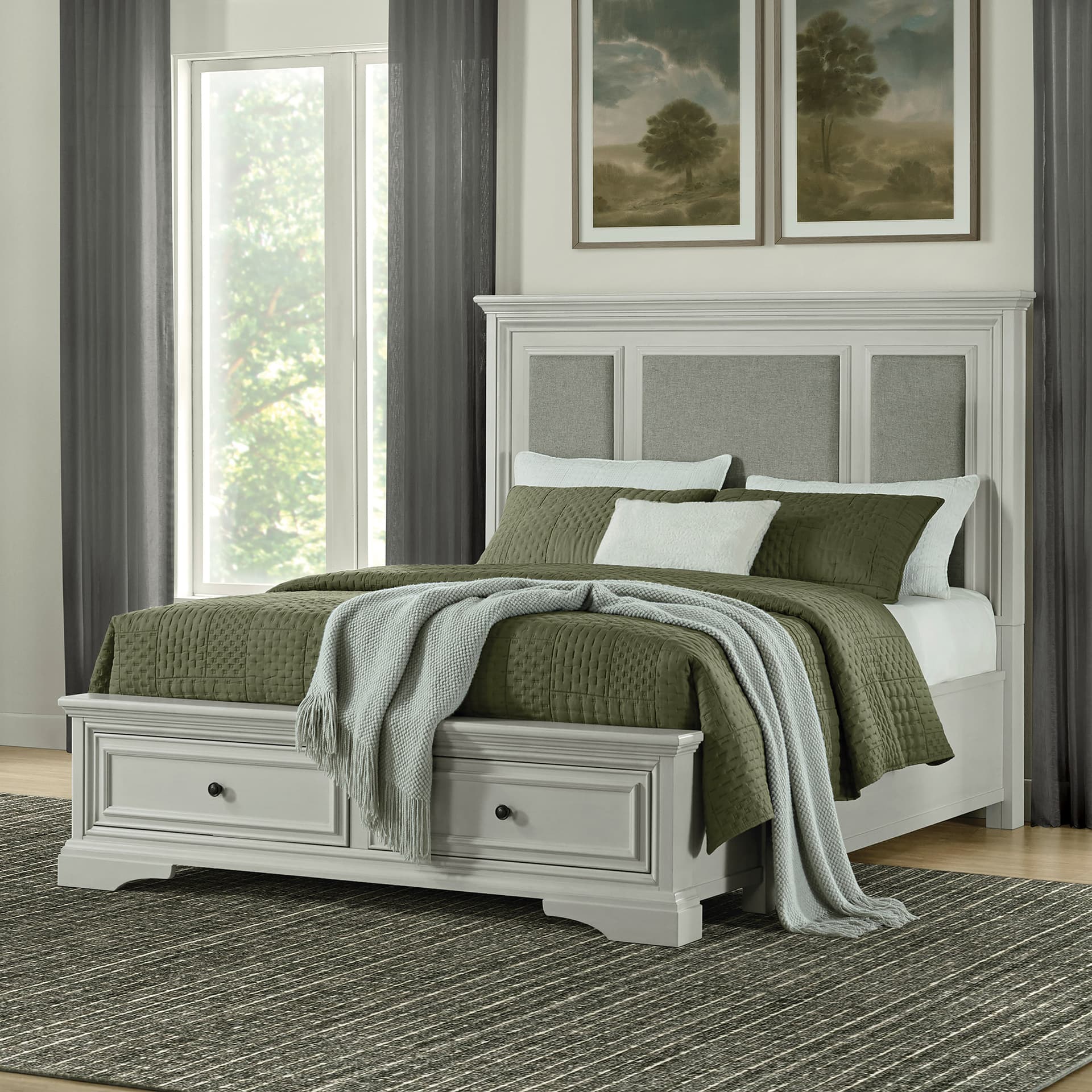 Anistyn Wood Bed Frame with Upholstered Headboard, King
