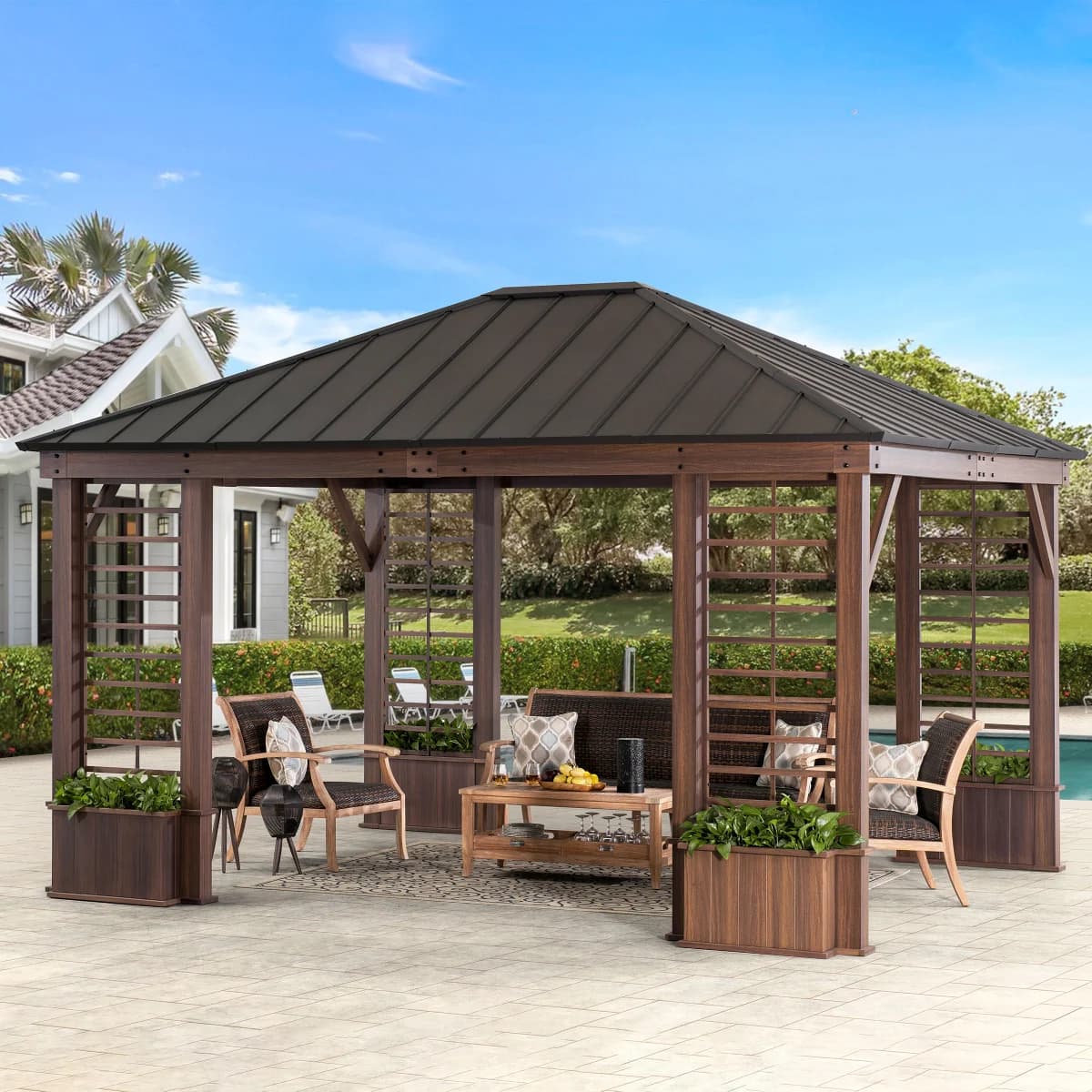 Sunjoy 13.3' x 14.8' Wilmington Hardtop Gazebo | Francis Retail
