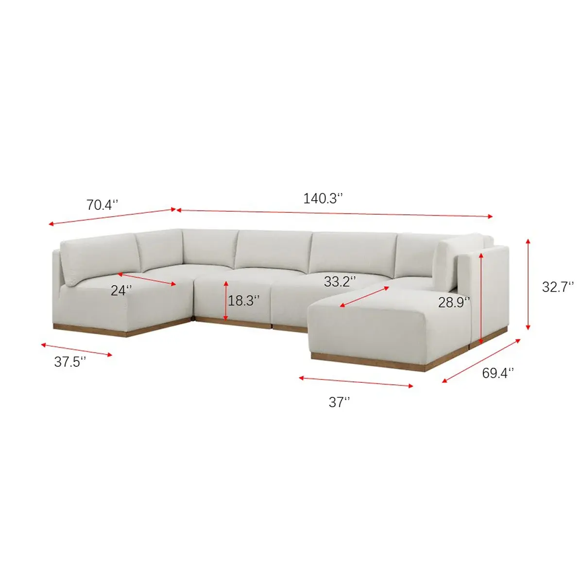 Henredon Murphy Fabric Modular Sectional with Ottoman, Cream image 2