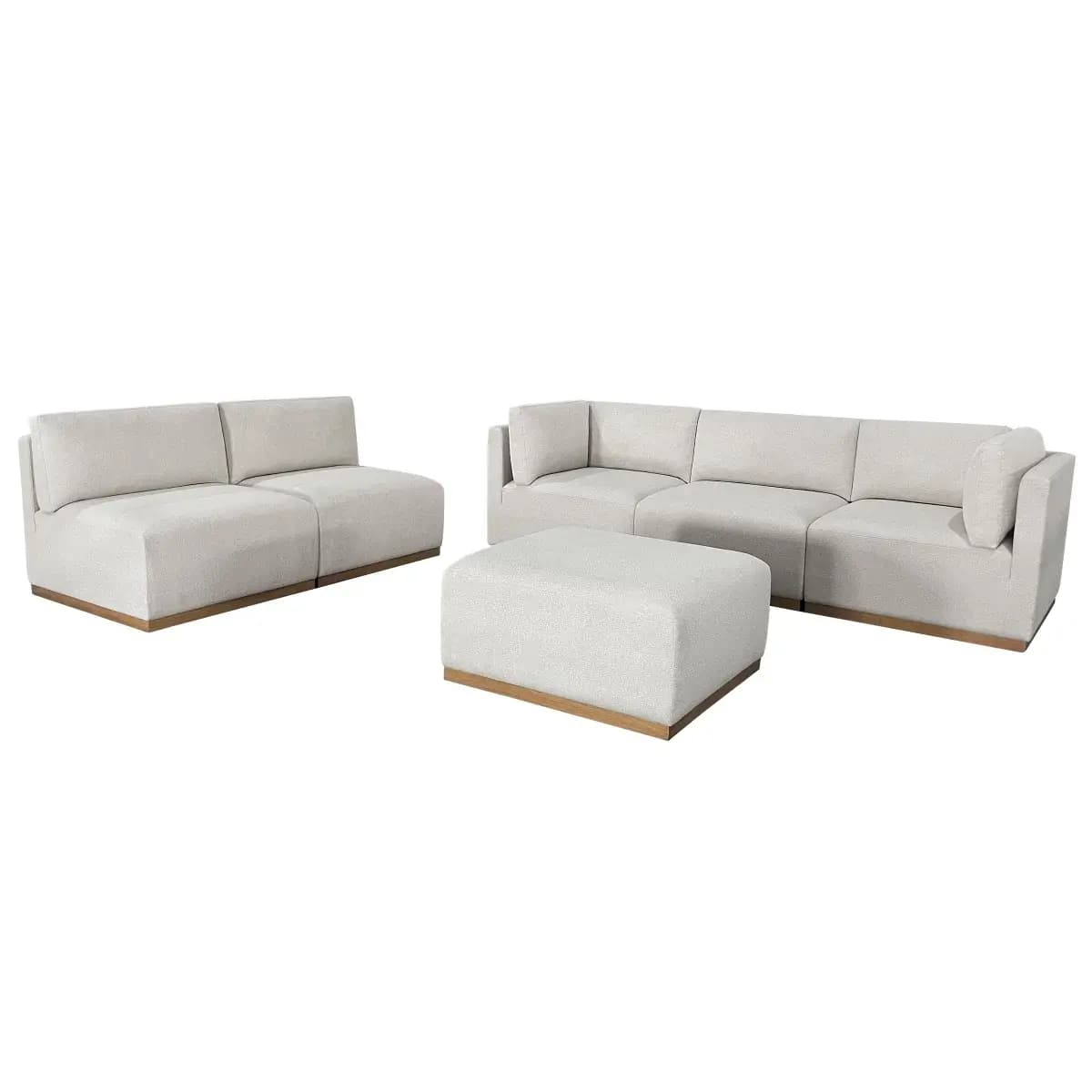 Henredon Murphy Fabric Modular Sectional with Ottoman, Cream image 5