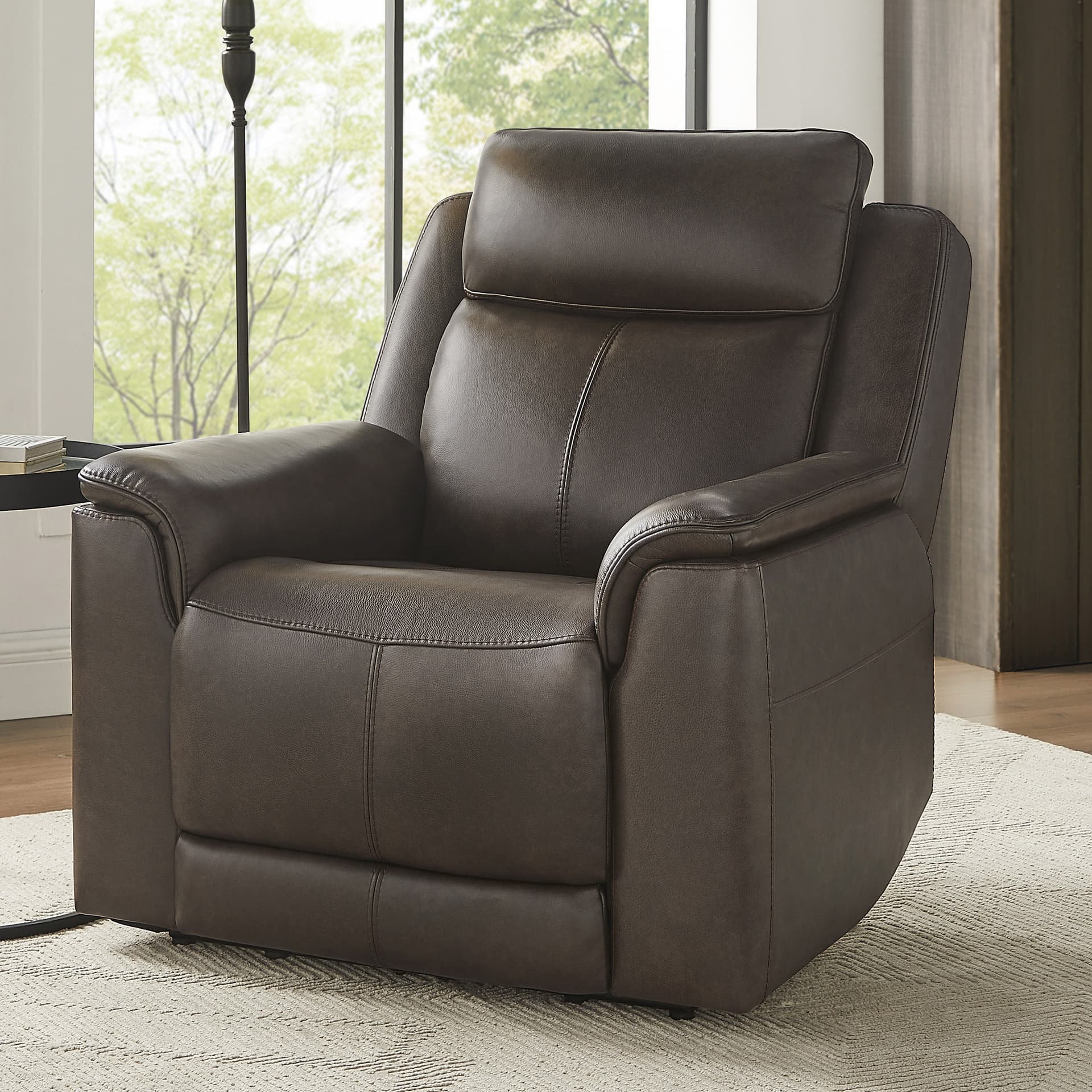 Hamlin Leather Power Recliner with Power Headrest & Power Lumbar