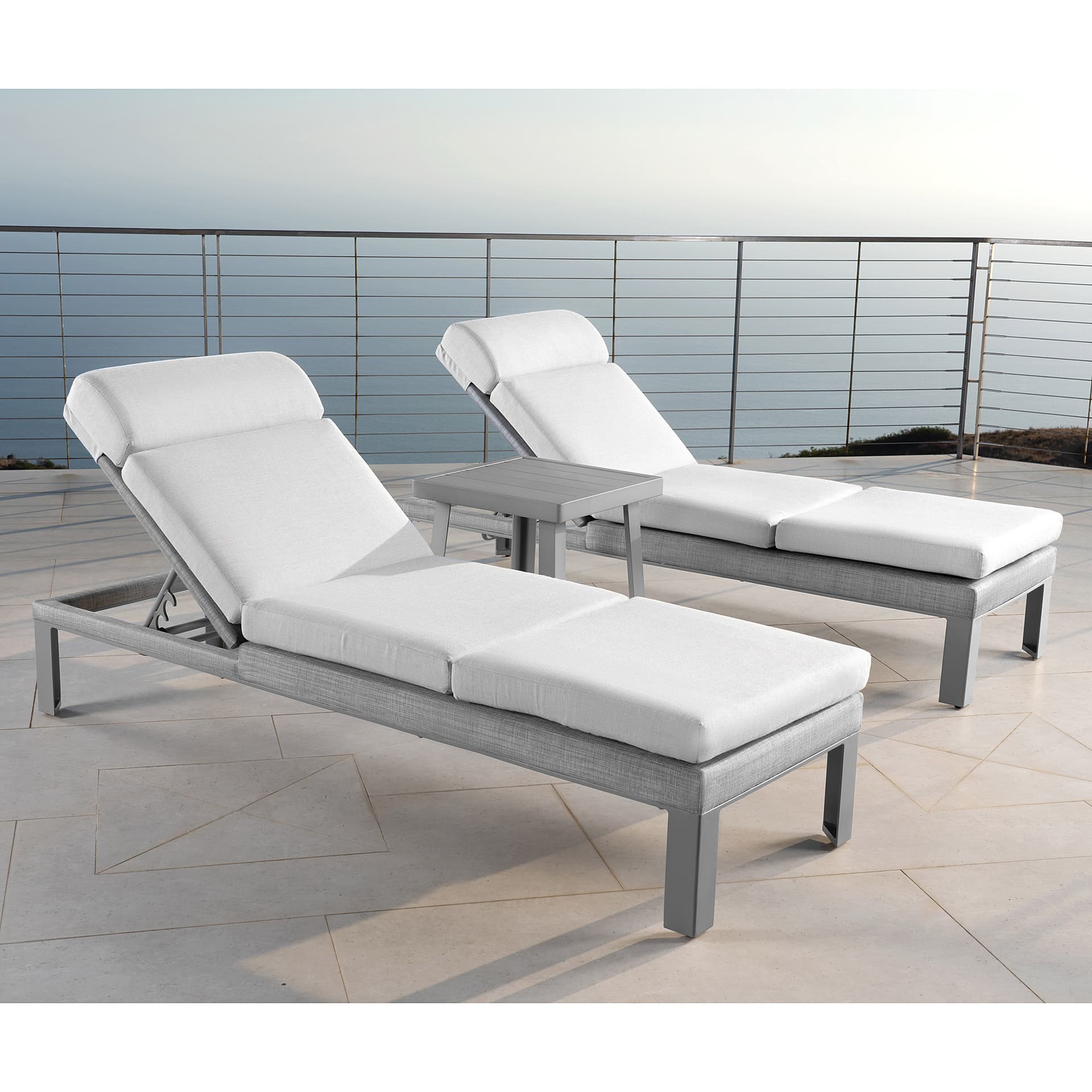Modern Sling Outdoor Chaise Lounge Chair, Set of 2 