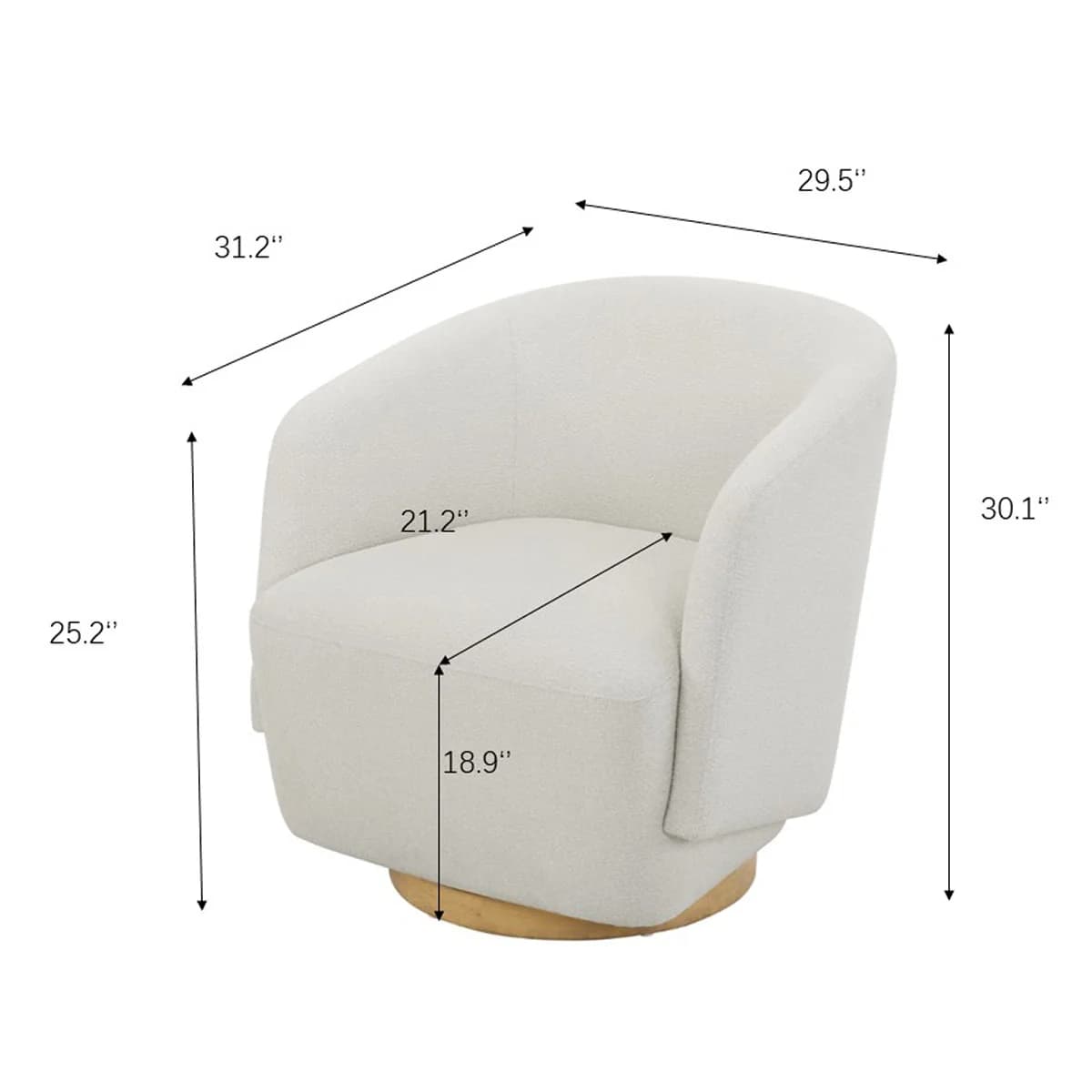 Henredon Murphy Swivel Boucle Chair, Cream image 2