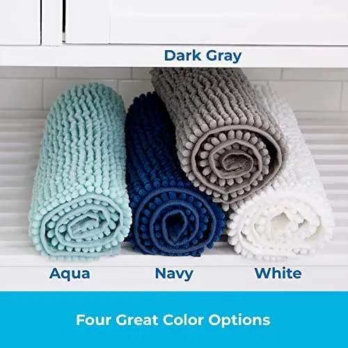 Linenspa Chenille Bath Mat— 1 Piece, Non Slip, Water Absorbent, Fast Drying, Machine Washable, Bath Rug For Bathroom - Dorm Room Essentials image 6