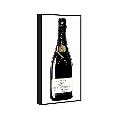 The Oliver Gal Artist Co. Drinks and Spirits Wall Art Canvas Prints Champagne 24K Bubbly Home Décor, 30x36, Black Frame image 3