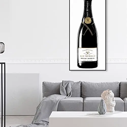 The Oliver Gal Artist Co. Drinks and Spirits Wall Art Canvas Prints Champagne 24K Bubbly Home Décor, 30x36, Black Frame image 4