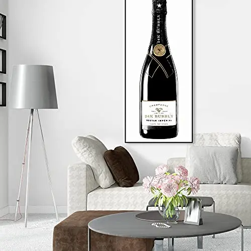 The Oliver Gal Artist Co. Drinks and Spirits Wall Art Canvas Prints Champagne 24K Bubbly Home Décor, 30x36, Black Frame image 5