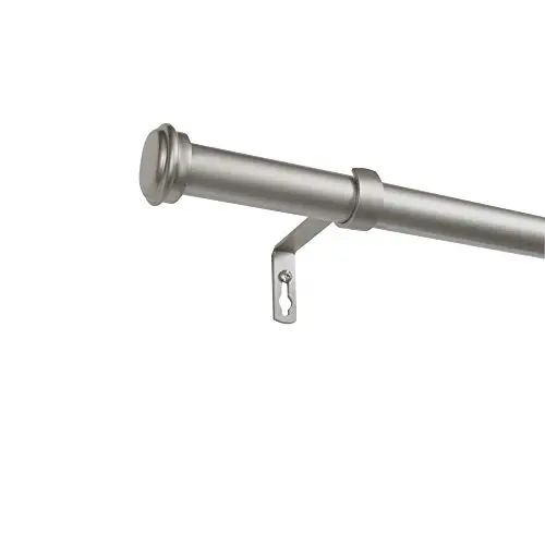 Exclusive Home Topper 1" Indoor/Outdoor Curtain Rod and Finial Set, Matte Silver, Adjustable 84"-160" image 2