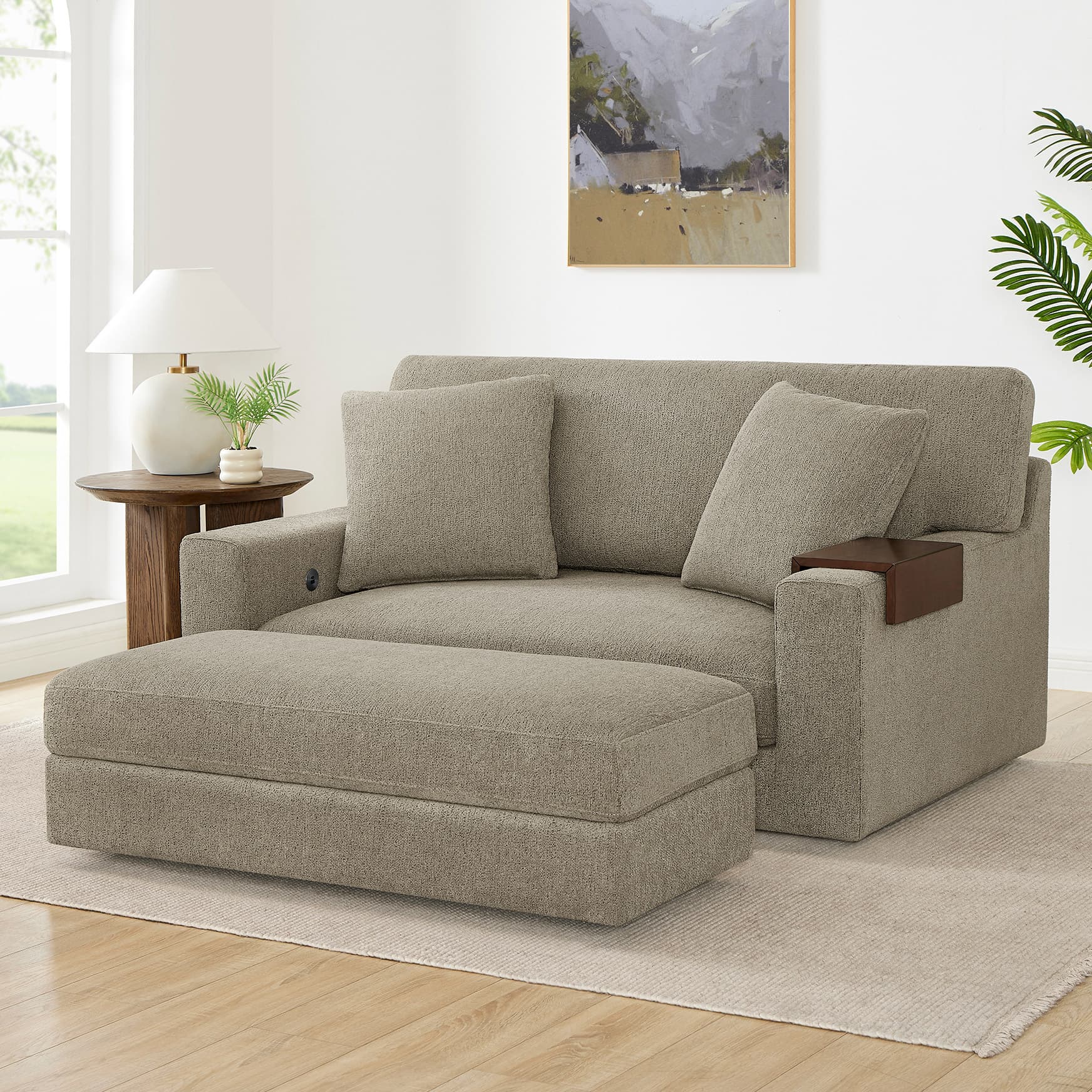 Thomasville Gilroy Fabric Oversized Storage Chair and Storage Ottoman
