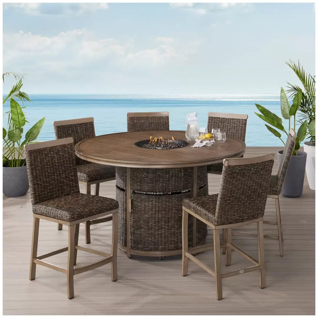 Agio Anderson 7-Piece High Dining Set with Fire Table image 2
