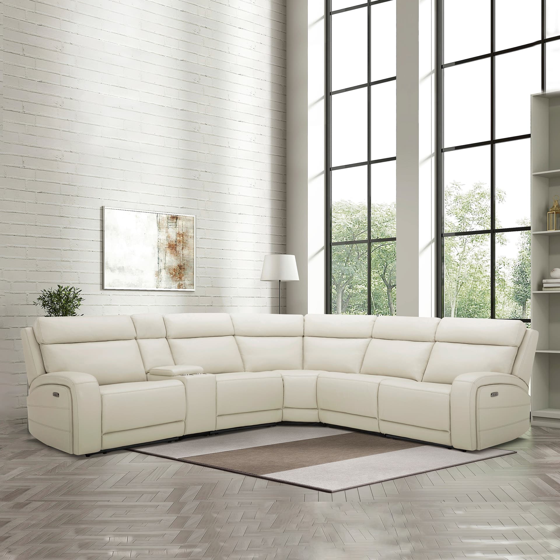 Gearhart 6-piece Leather Power Reclining Sectional with Power Headrests