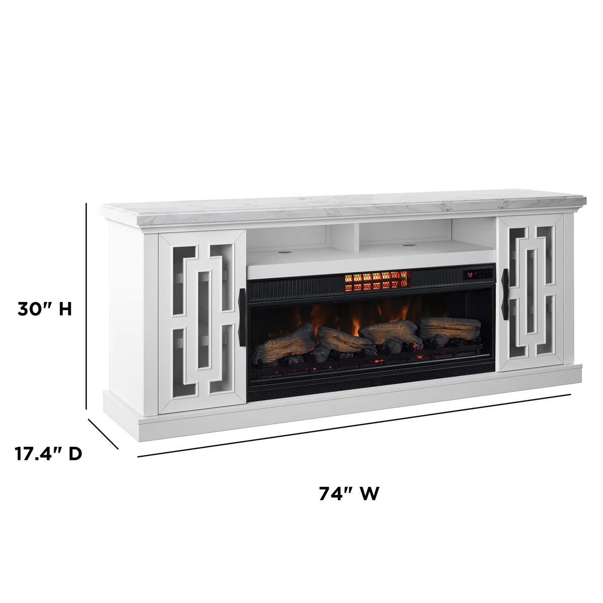 Tresanti Kerrigan 74" TV Console with ClassicFlame CoolGlow 2-in-1 Electric Fireplace and Fan image 3