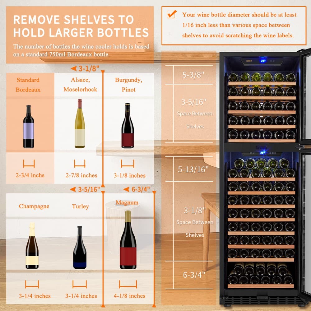 Lanbo 152-Bottle Dual Door Wine Cooler (LW162DD) image 2