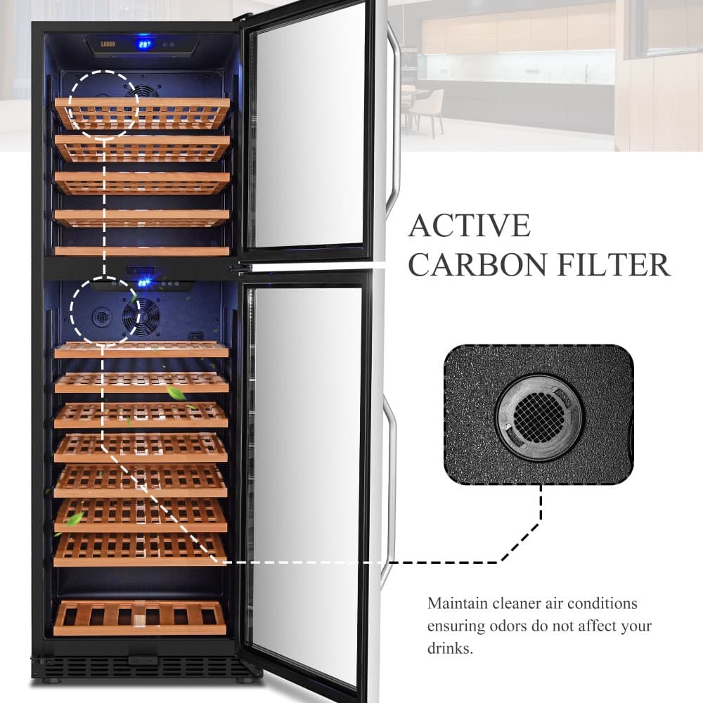 Lanbo 152-Bottle Dual Door Wine Cooler (LW162DD) image 4