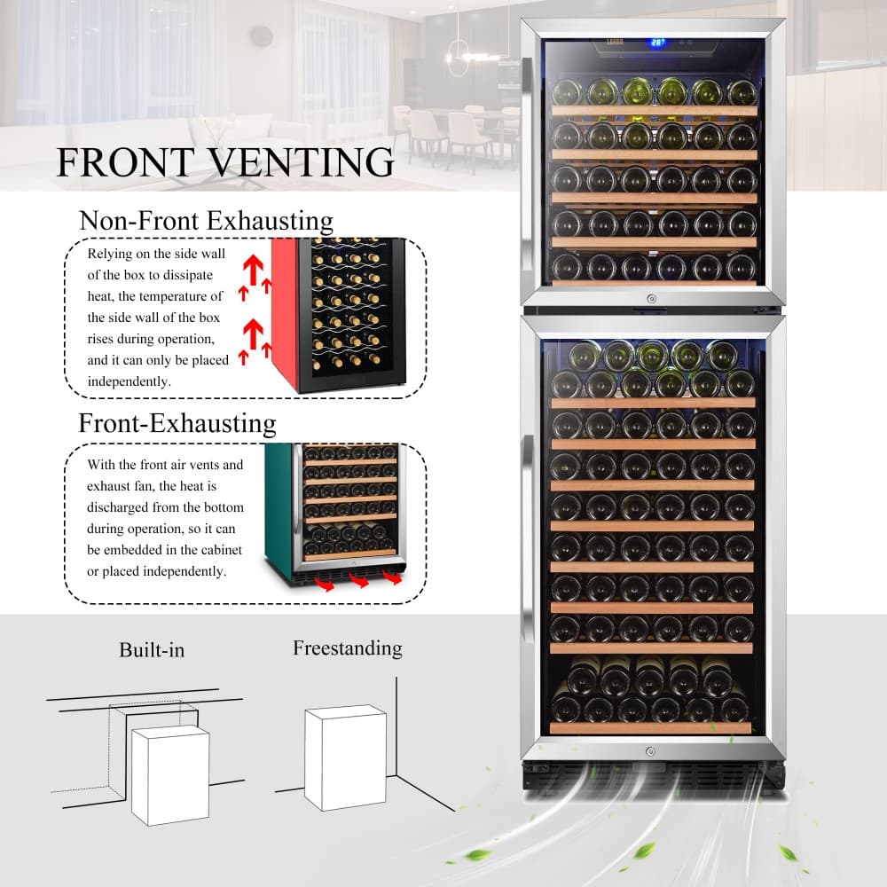 Lanbo 152-Bottle Dual Door Wine Cooler (LW162DD) image 5