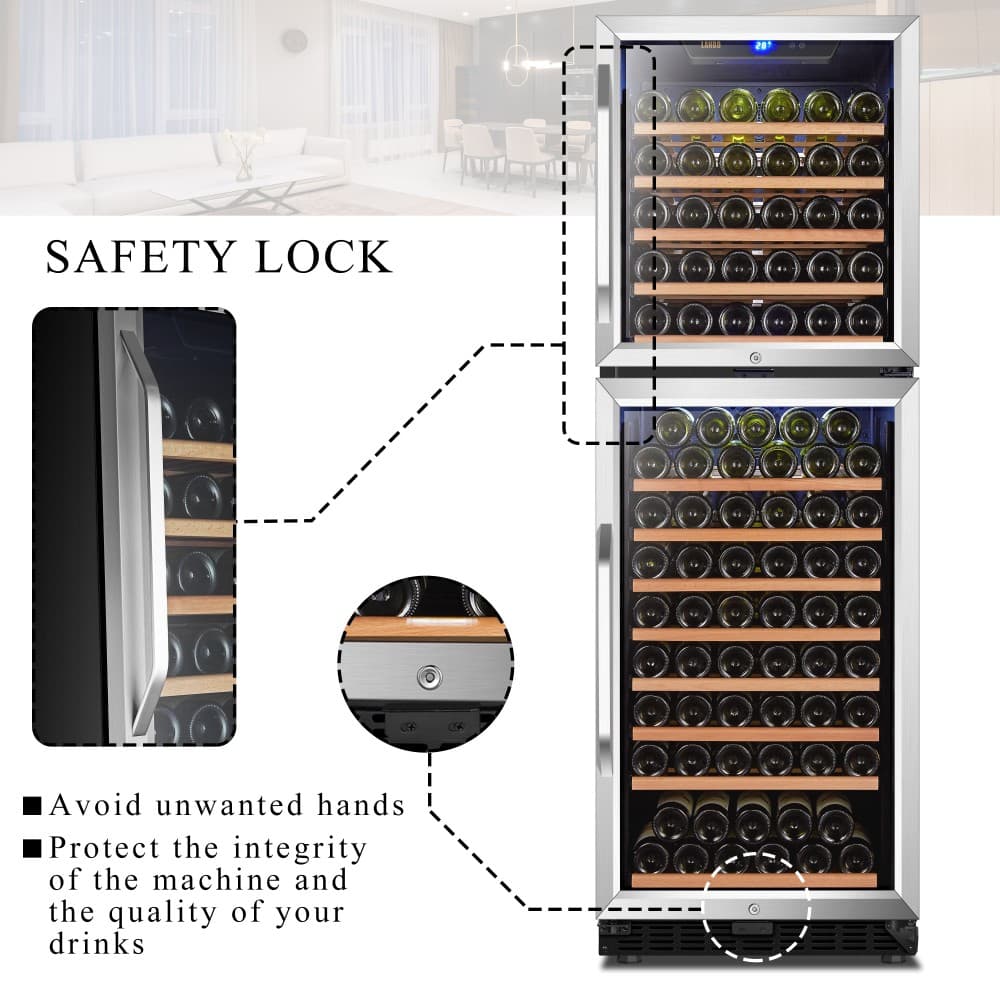 Lanbo 152-Bottle Dual Door Wine Cooler (LW162DD) image 8