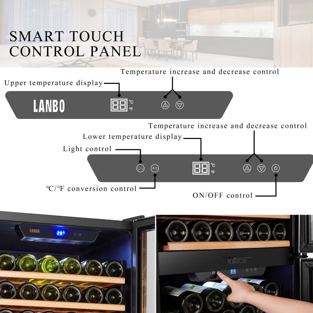 Lanbo 152-Bottle Dual Door Wine Cooler (LW162DD) image 10