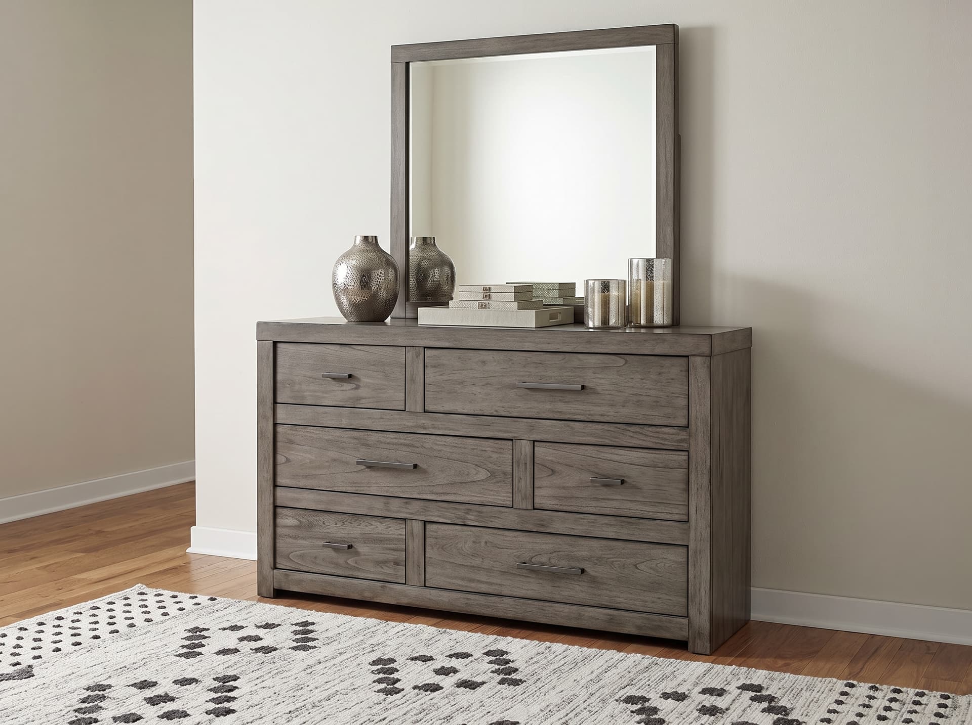 Anoka Dresser with Mirror, Gray