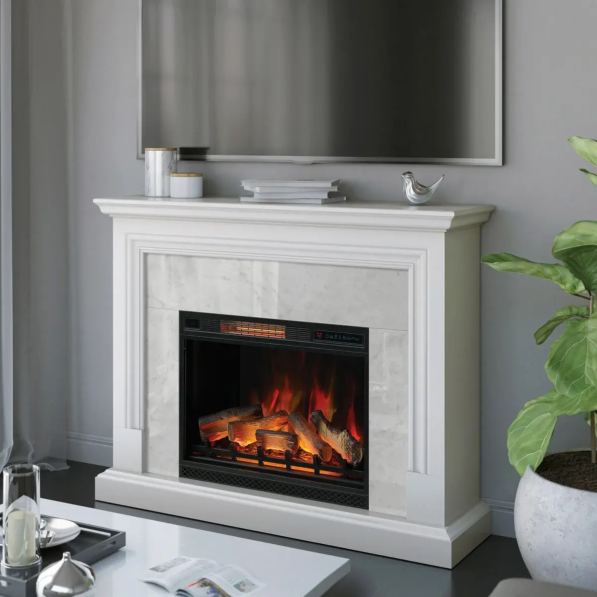 Tresanti Cassandra 52.9" Mantel with ClassicFlame Electric Fireplace