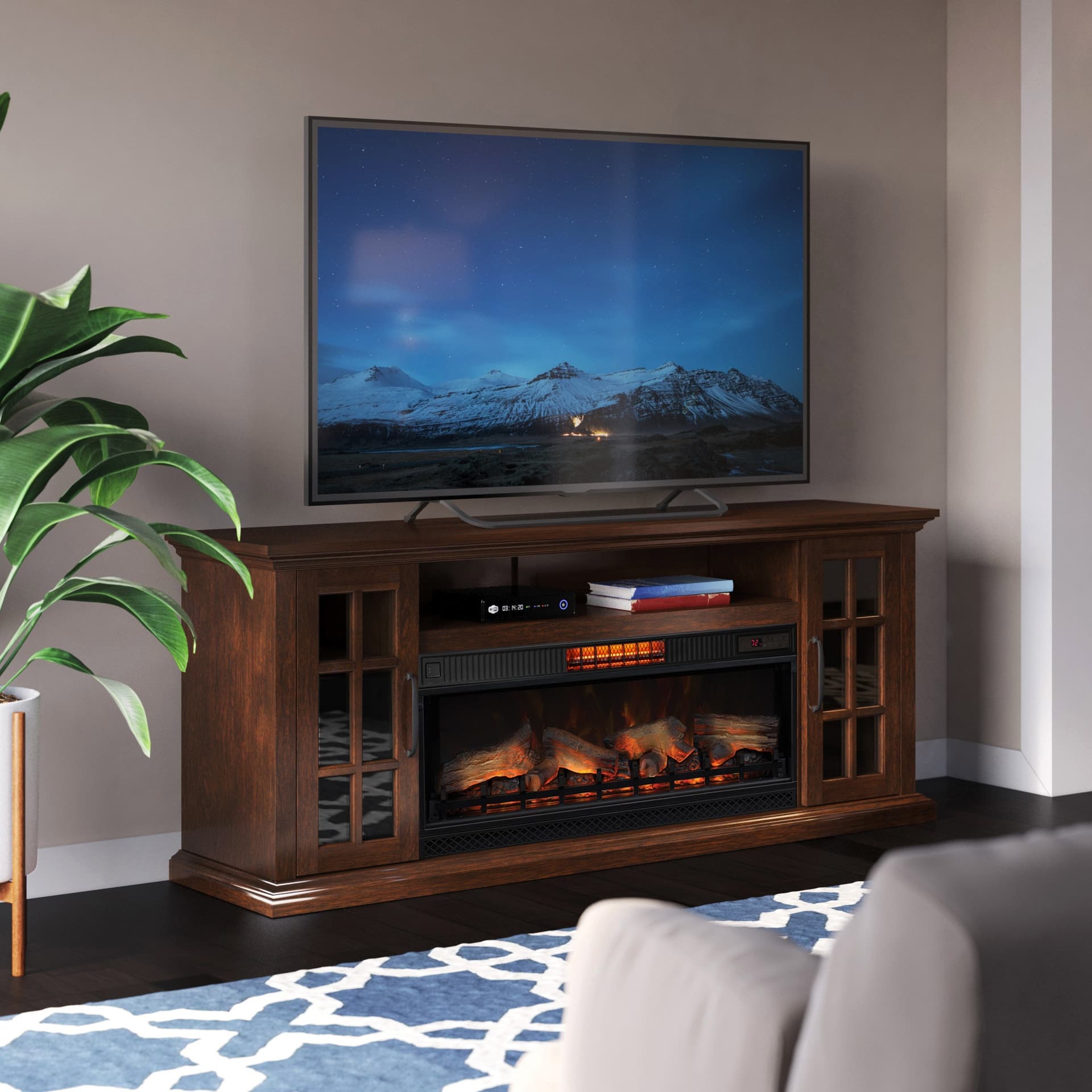 Tresanti Mayson TV Console with ClassicFlame CoolGlow 2-in-1 Electric Fireplace and Fan image 2