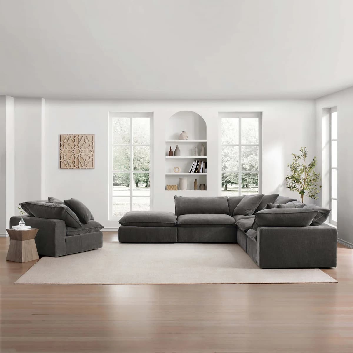 Sereen 6-piece Fabric Modular Sectional, Dark Gray image 3