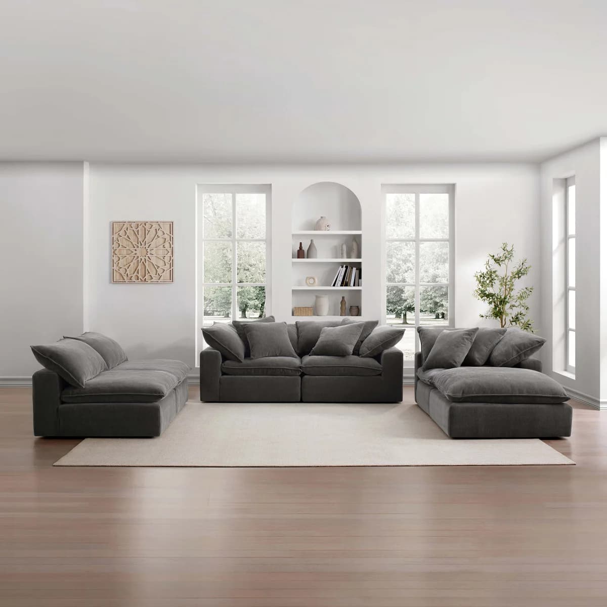 Sereen 6-piece Fabric Modular Sectional, Dark Gray image 4