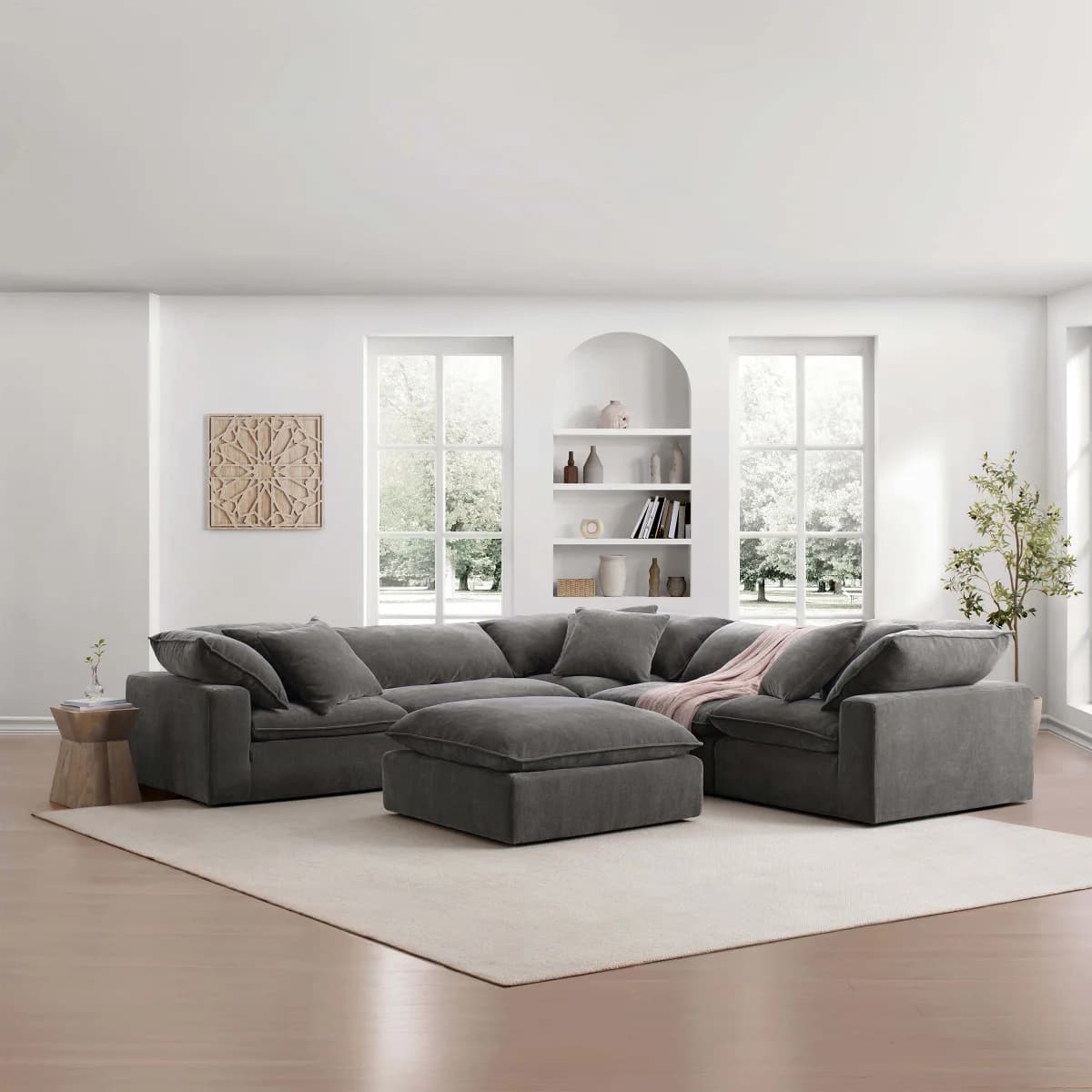 Sereen 6-piece Fabric Modular Sectional, Dark Gray image 5