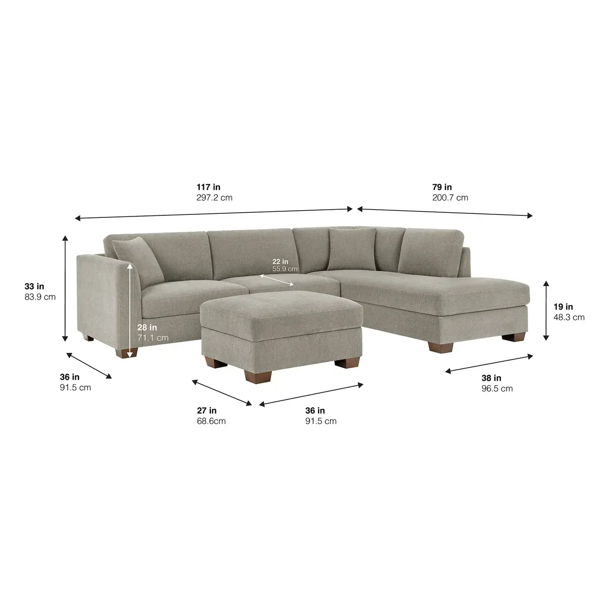 Thomasville Walsen Sectional with Storage Ottoman image 2