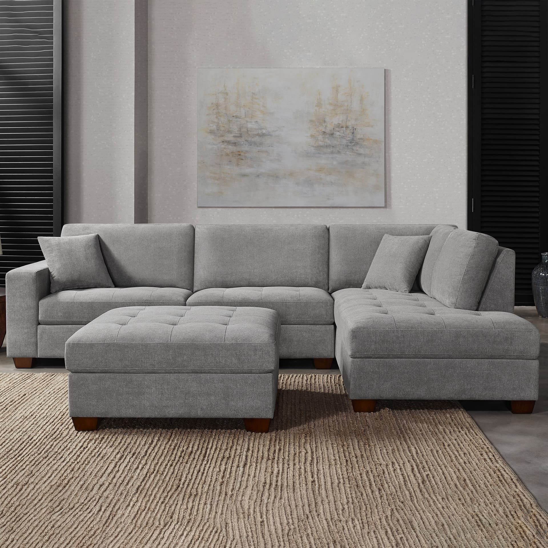 Thomasville Miles Fabric Sectional with Storage Ottoman