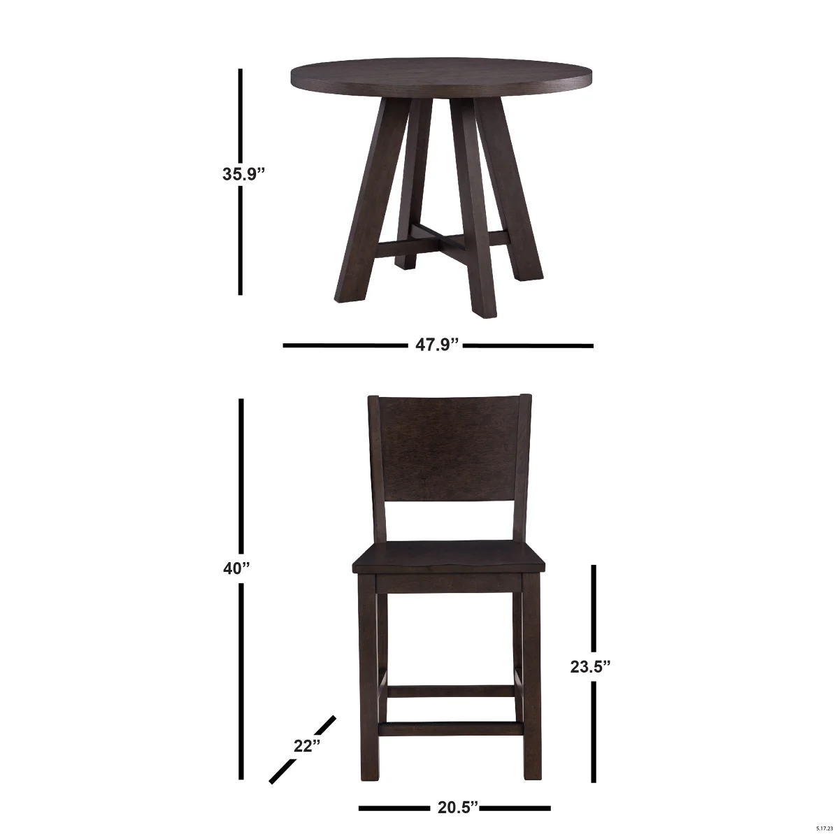 Parks 5-piece Counter Height Dining Table Set image 2