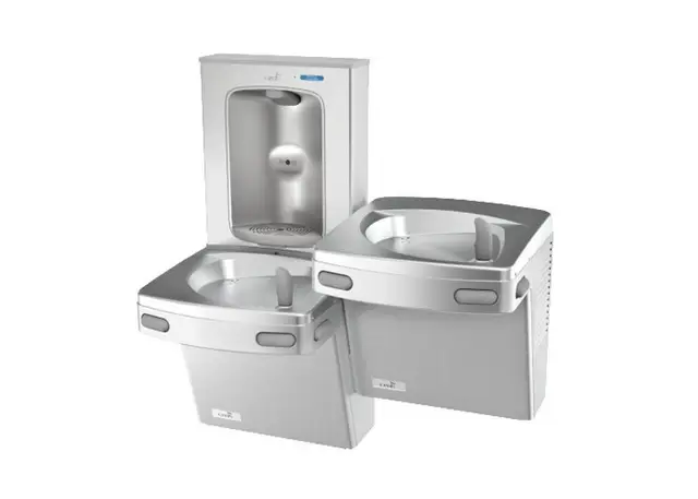 VersaCooler II Filtered Refrigerated Bottle Filling Station with Bi-Level Water Cooler in Stainless Steel