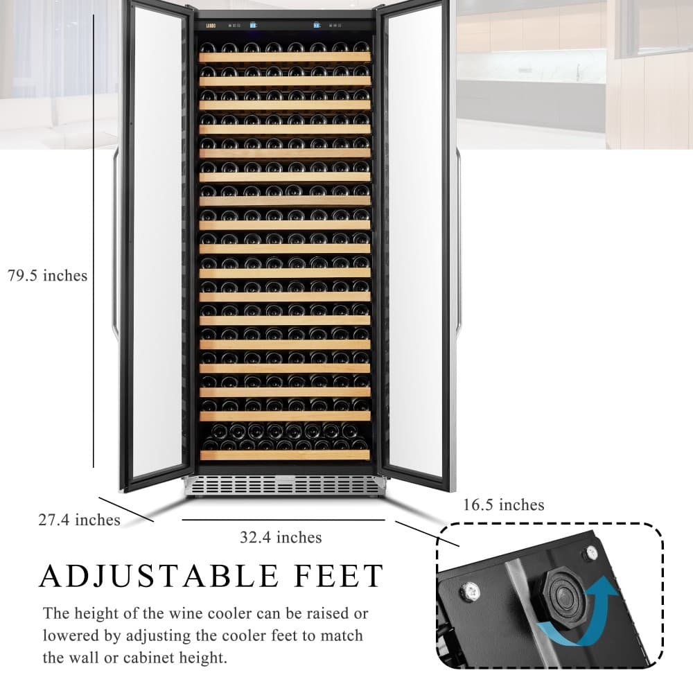 Lanbo 257-Bottle Single Zone Dual Door Wine Cooler  image 7