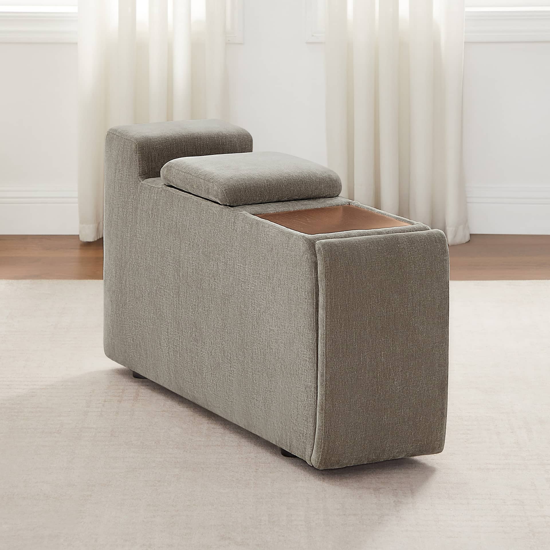 Sereen Storage Console with Wood Tray, Taupe